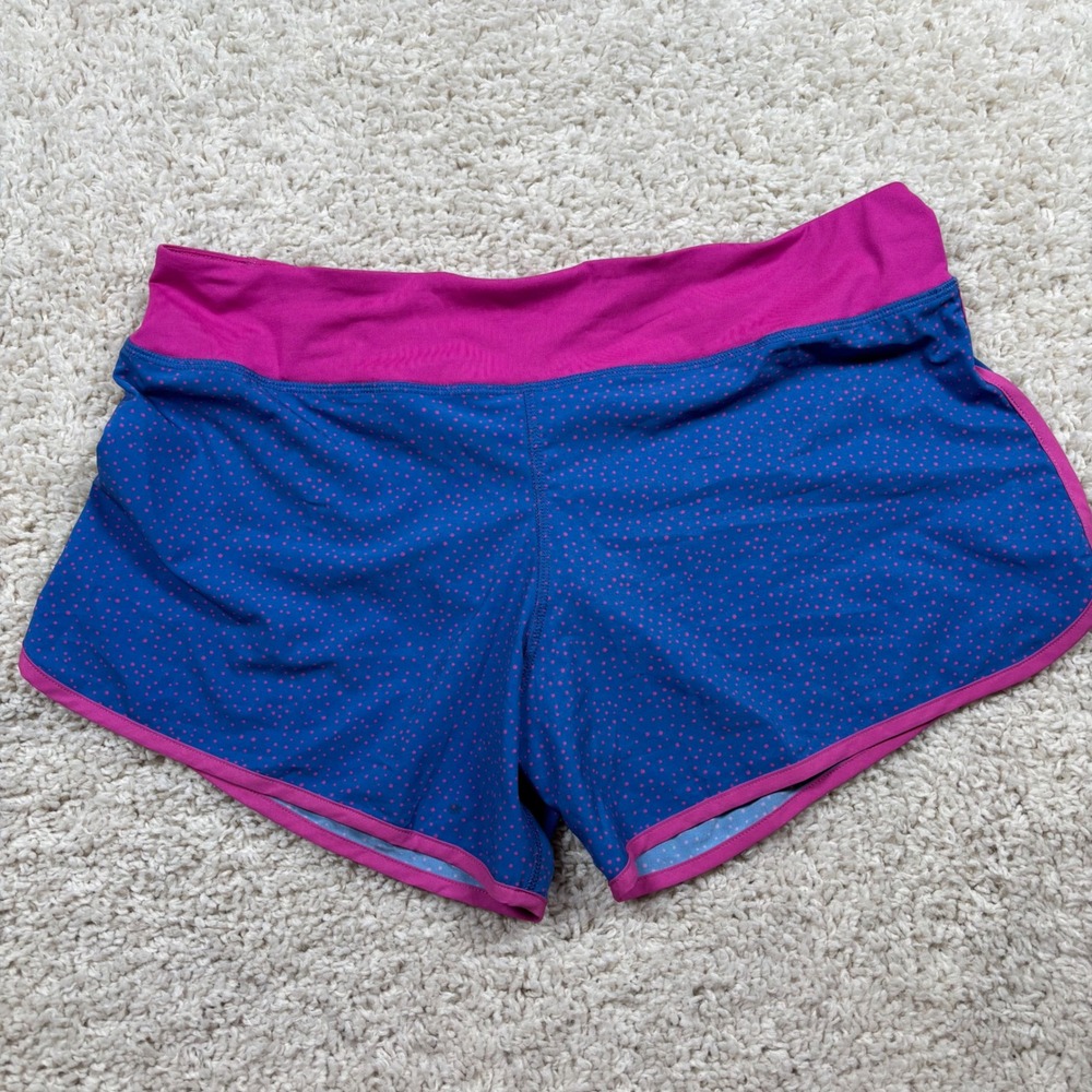 Rabbit Running Shorts Women‎ XL Blue Pink Polka Dot Excellent Zipper Pocket